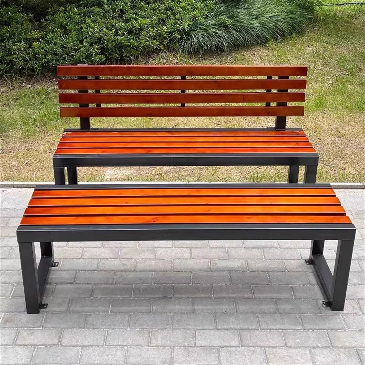 Midnight Black Engineered Wood Patio Bench A12151