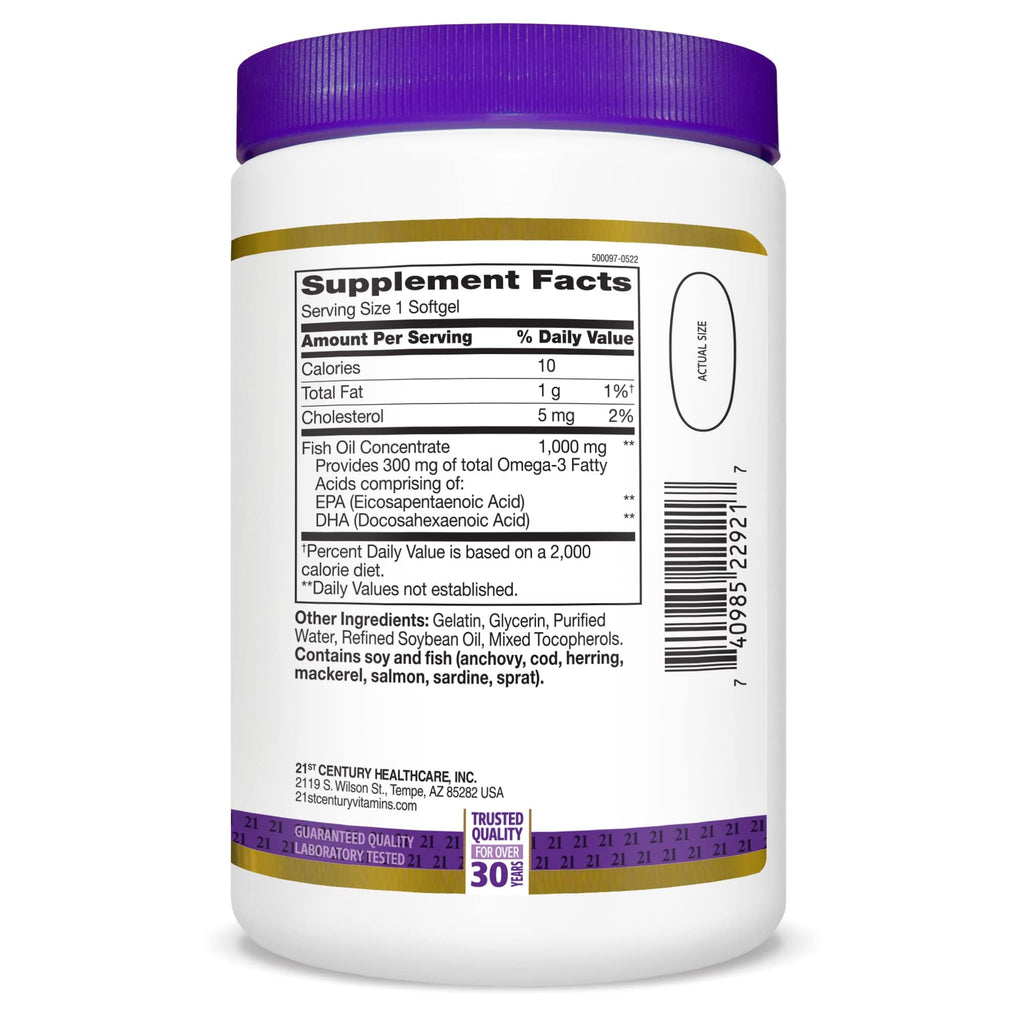 Fish Oil 1000mg Omega-3 Softgels 300 Count K97444