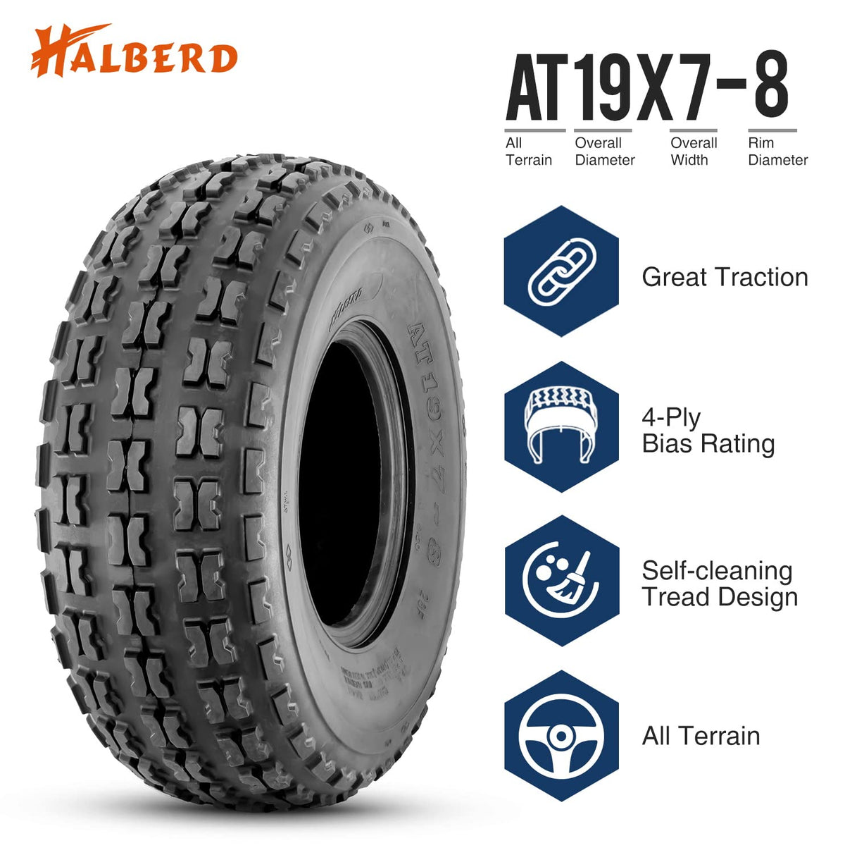 19x7-8 ATV Tires Set of 2 Tubeless All Terrain Z76752