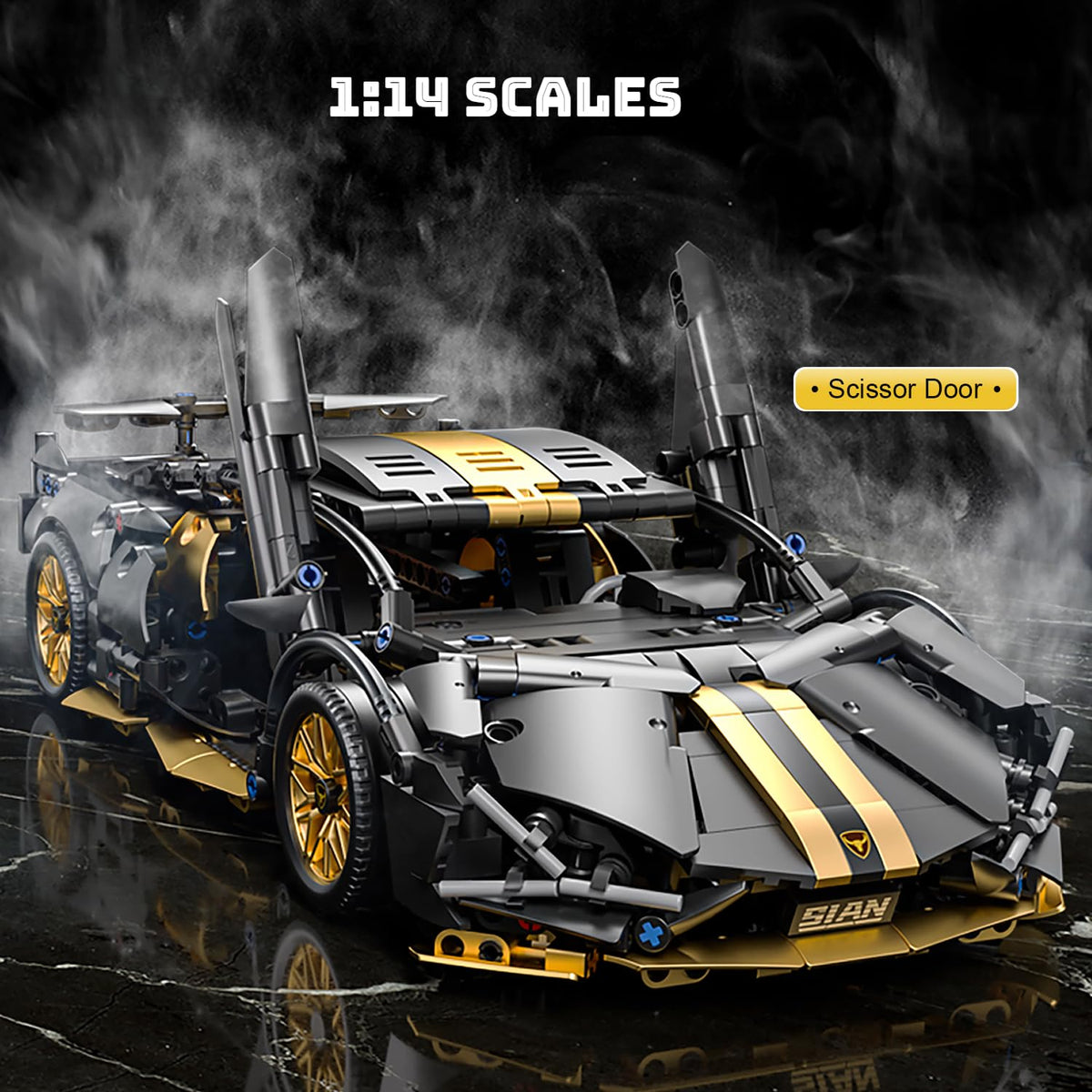 Black 1:14 Race Car Building Block Set S96341