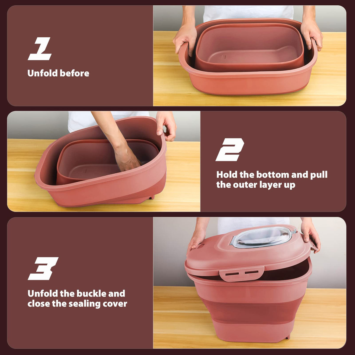 Collapsible Airtight Dry Food Storage Containers with Rolling Wheel N723