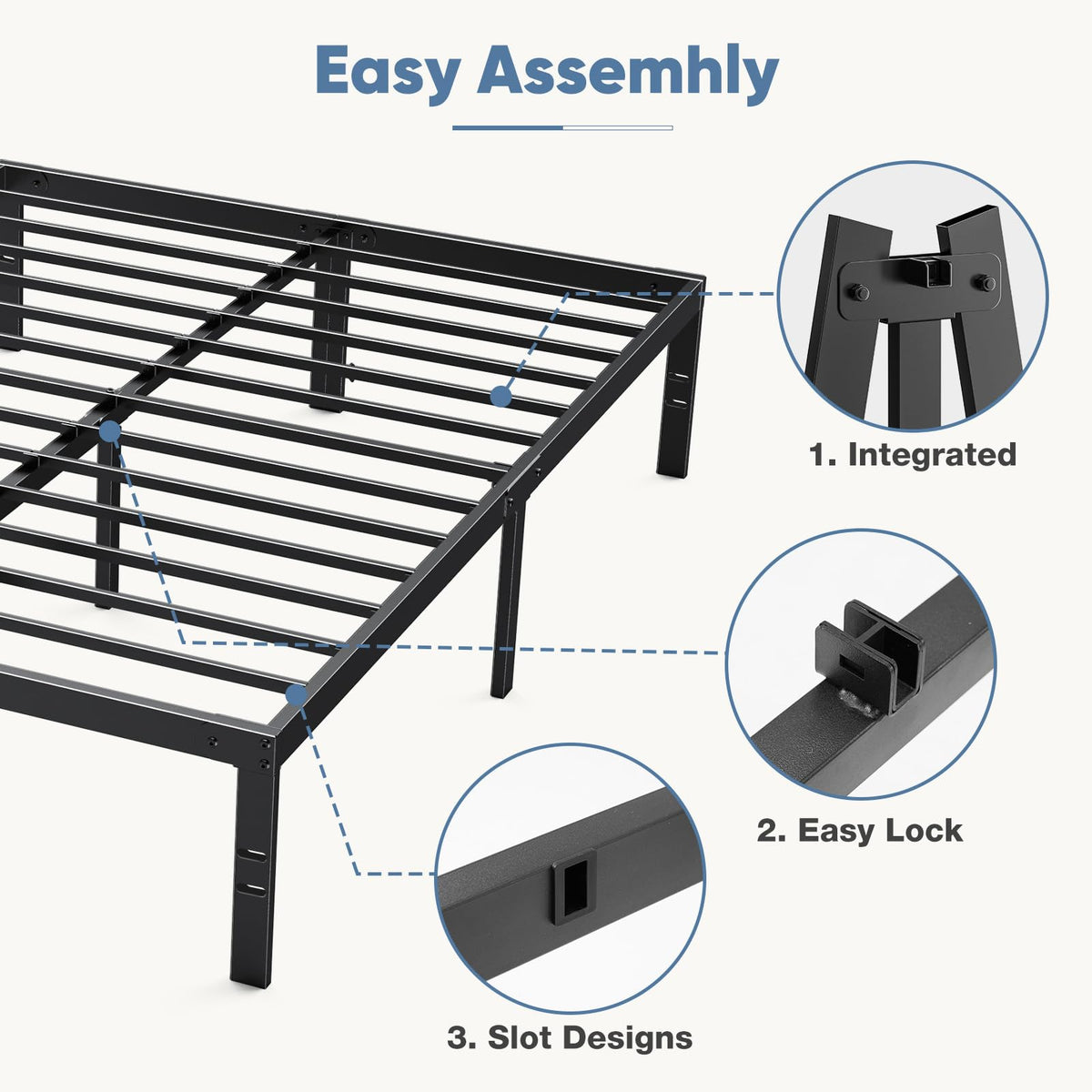 Queen Metal Slat Platform Bed Frame 14 Inch W802914