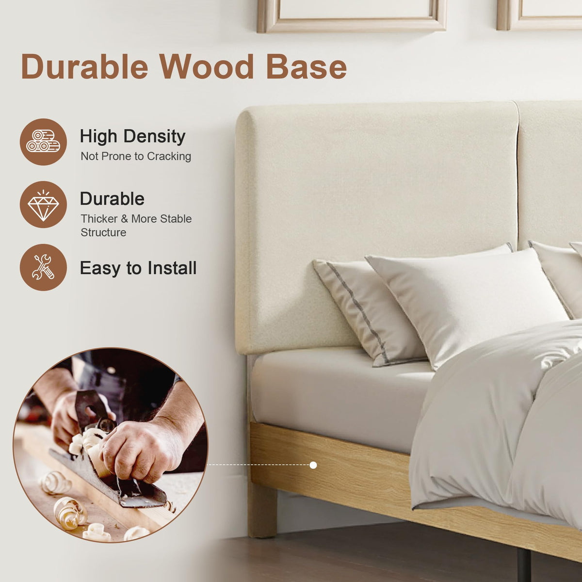 Queen Size Upholstered Platform Bed Frame with Headboard W990
