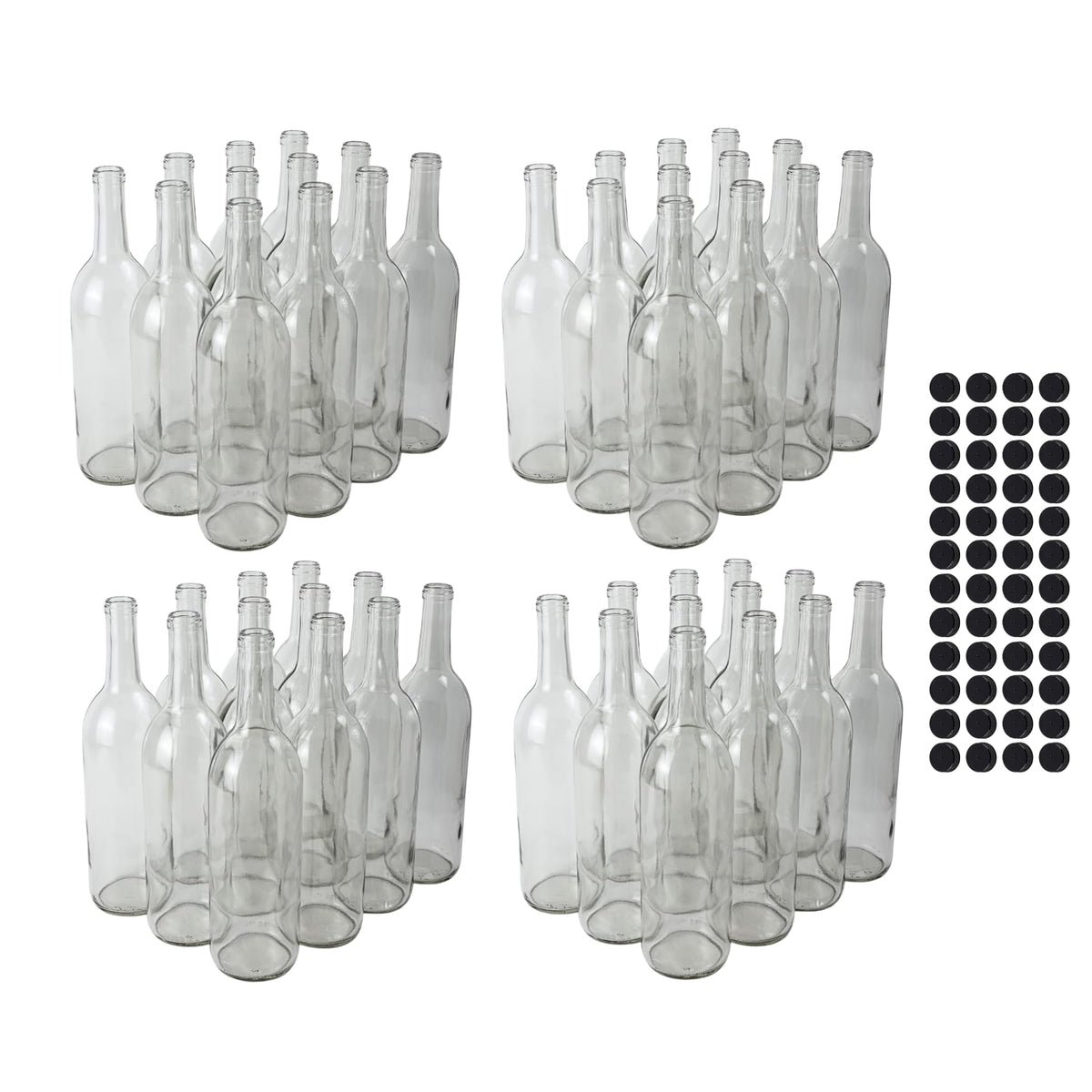 750ml Clear Glass Bottles with Lids, 48-Pack P15912