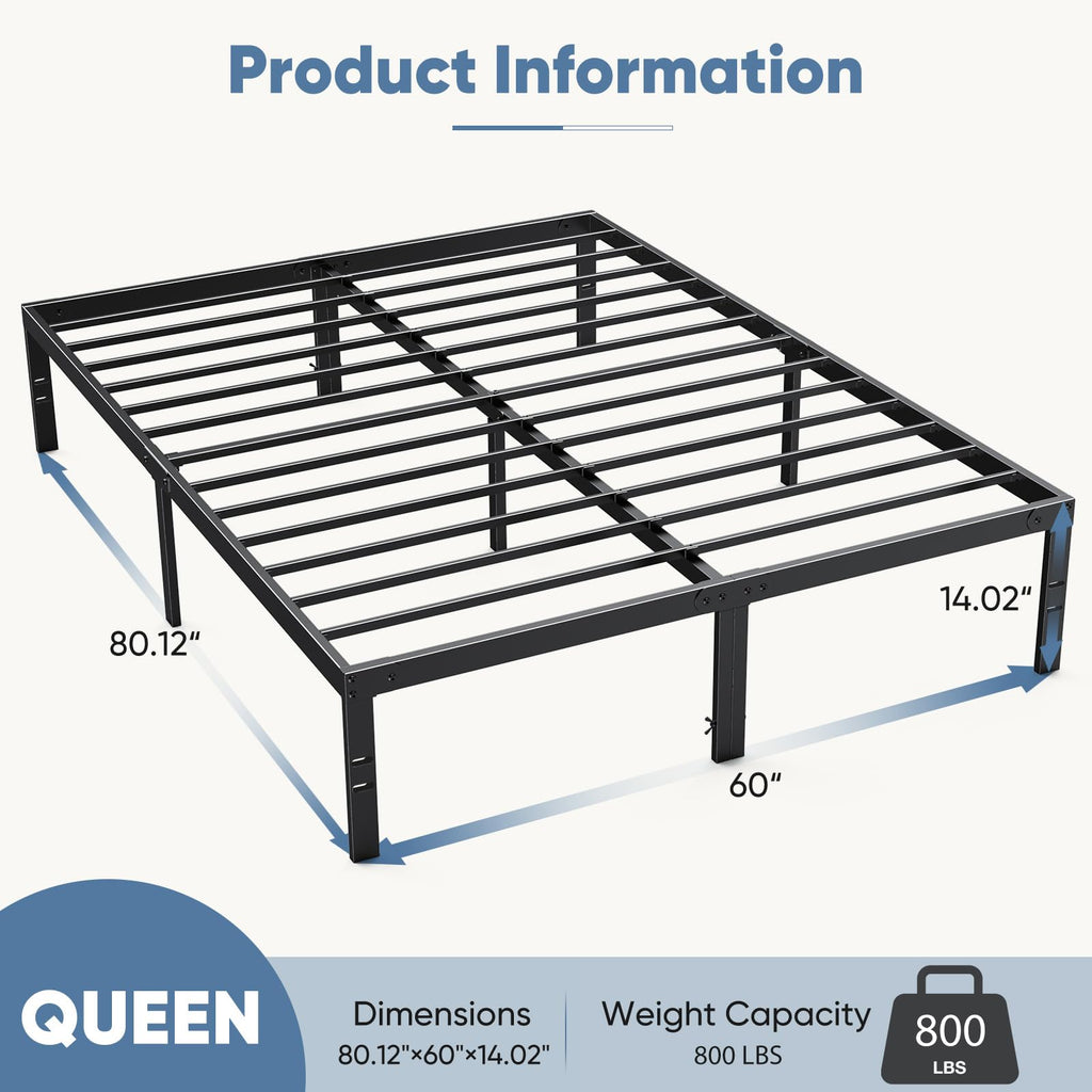 Queen Metal Slat Platform Bed Frame 14 Inch W802914