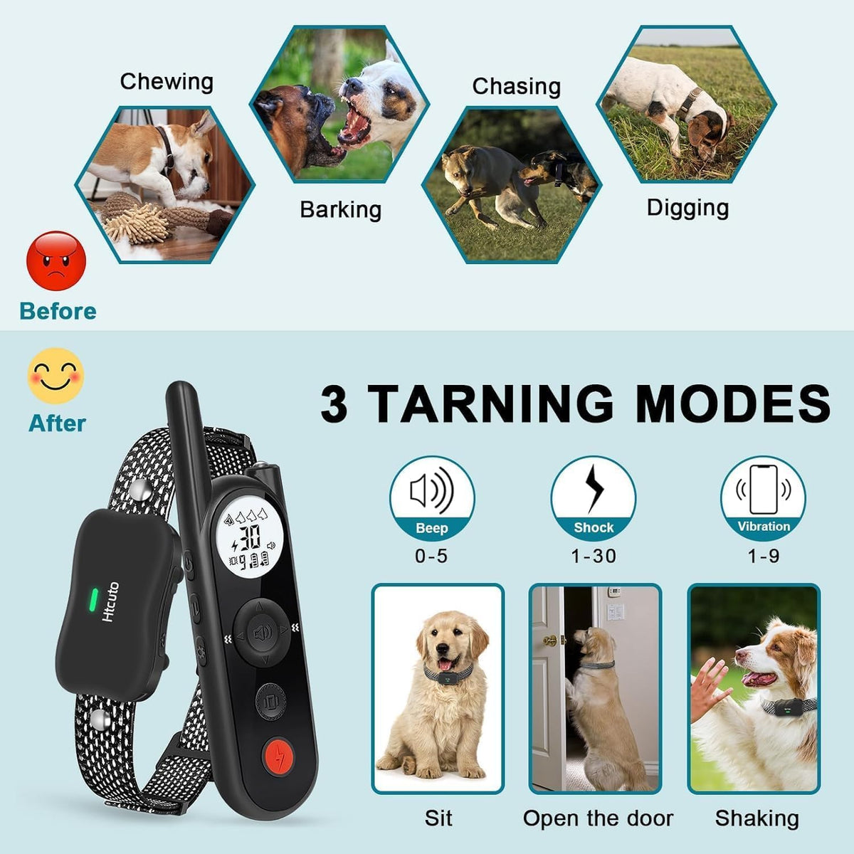 Wireless Dog Fence and Remote Training Collar, IPX7 Waterproof, Black X2023