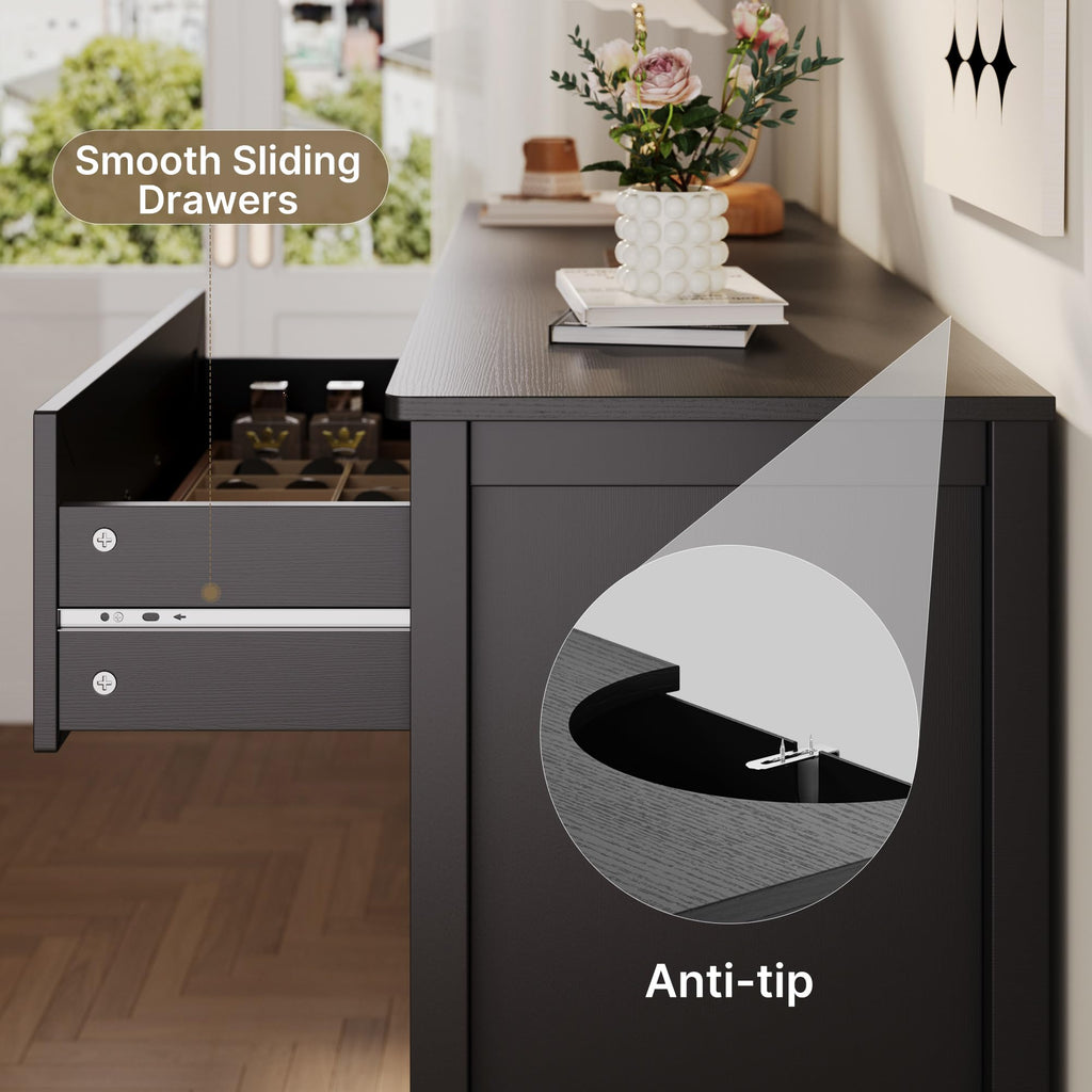 Black 6 Drawer Dresser L9933
