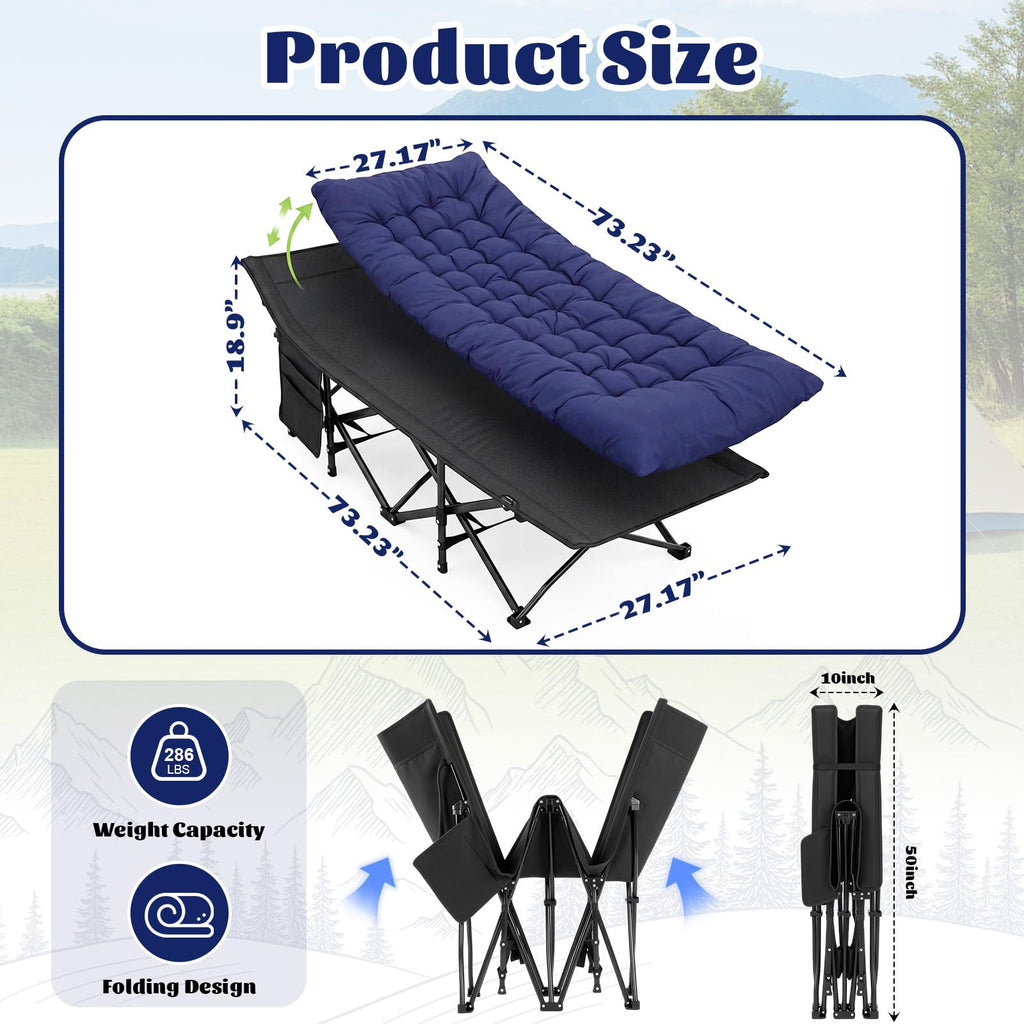 2 Pack Folding Camping Cot with Mattress L969066