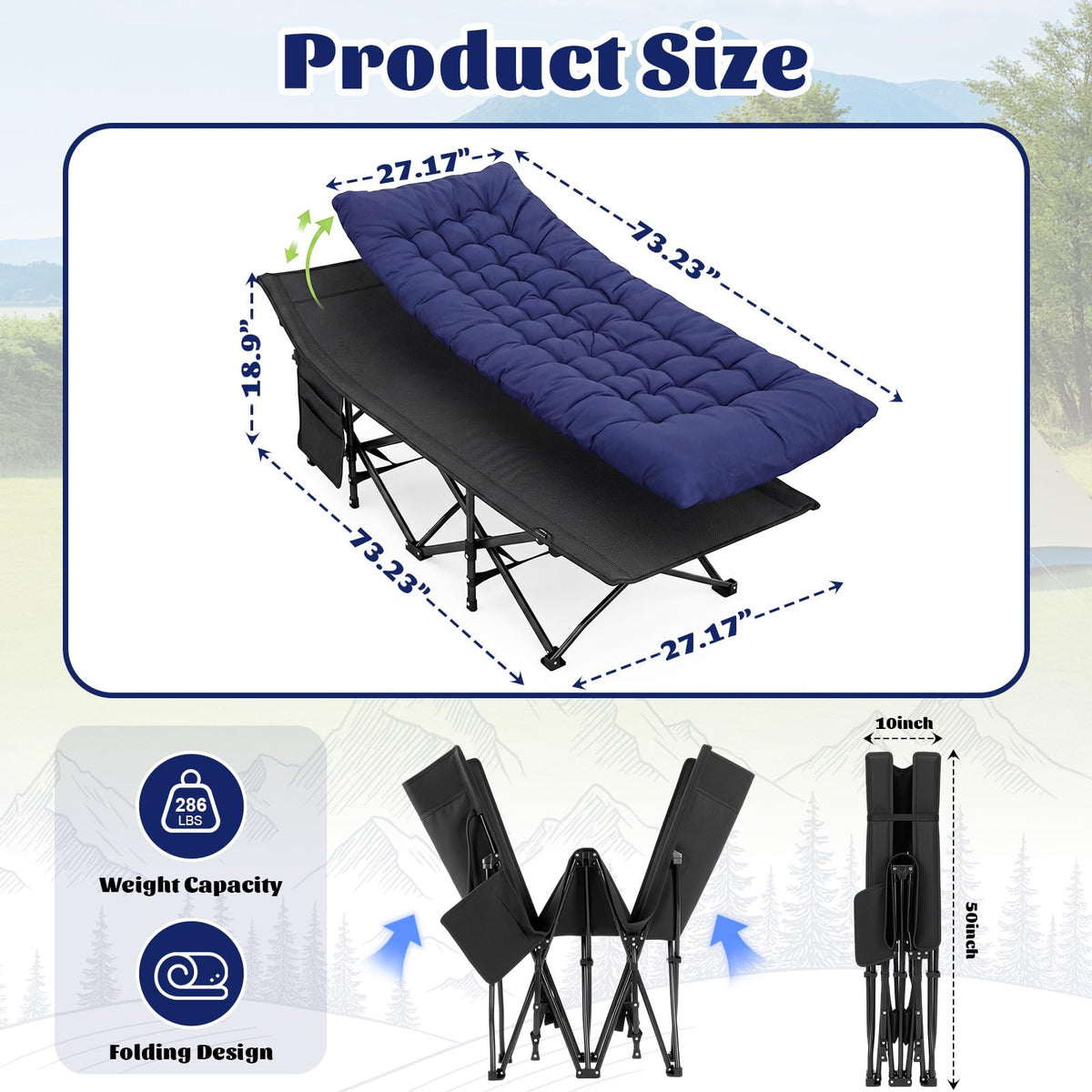 2 Pack Folding Camping Cot with Mattress L969066