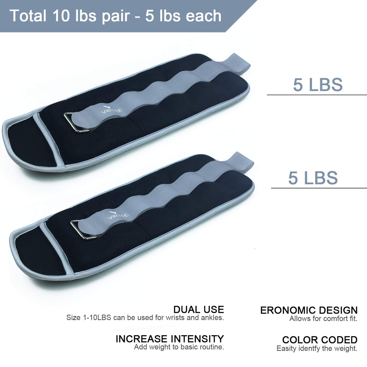 Ankle Wrist Weights Set with Adjustable Strap F28538