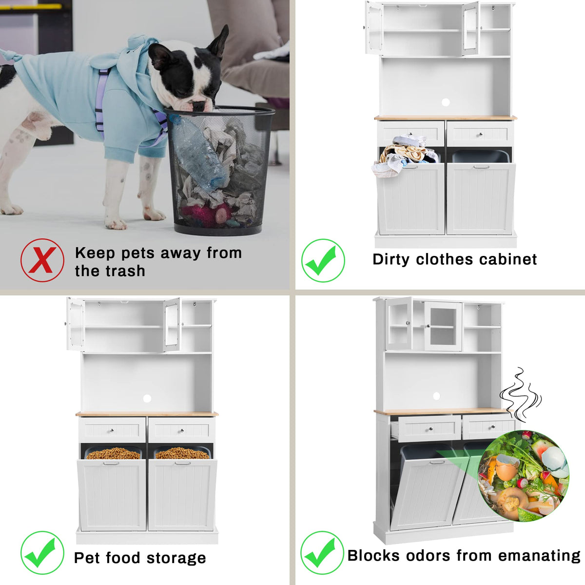 White Tilt Out Trash Can Cabinet P4200