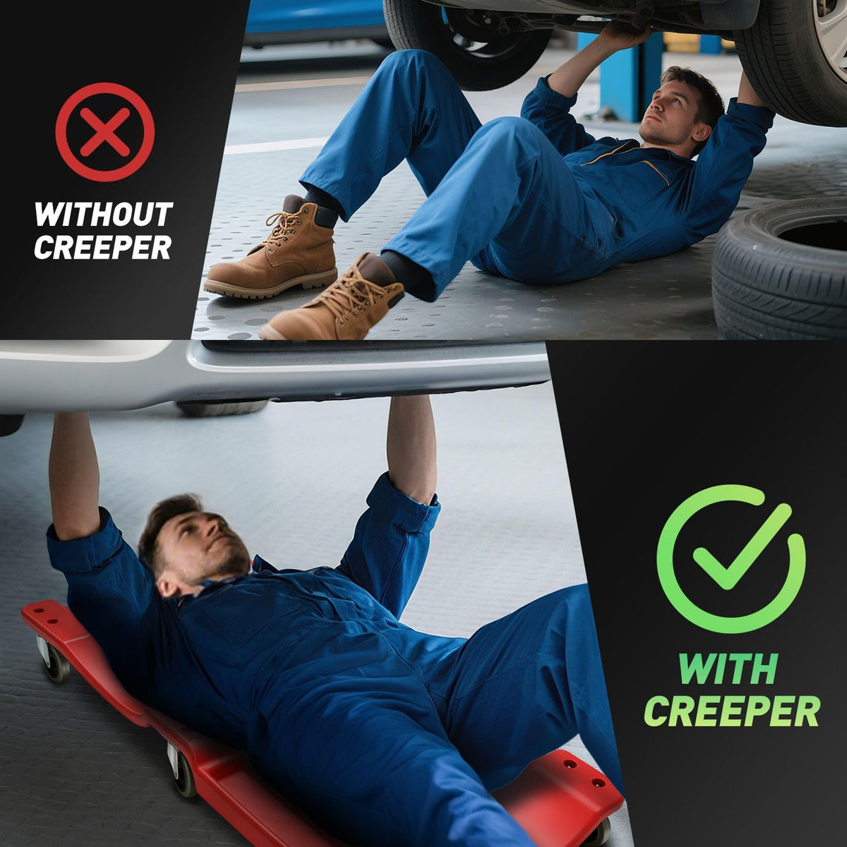 40 Inch Low Profile Rolling Creeper with Padded Headrest F819700