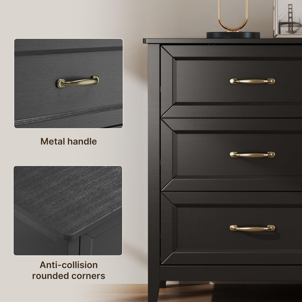 Black 6 Drawer Dresser L9933