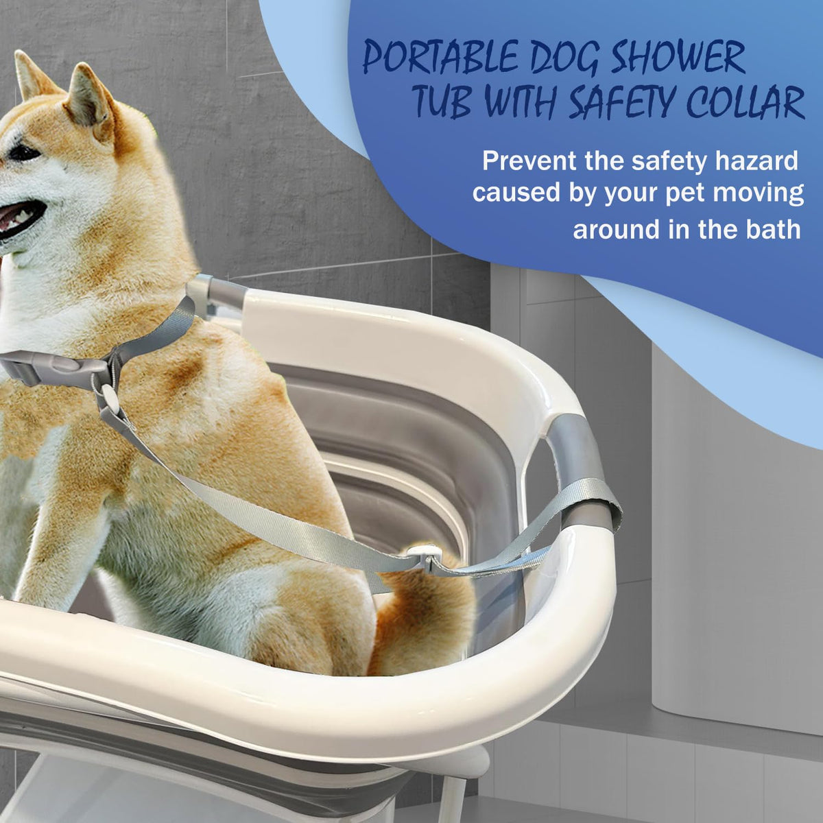 Portable Collapsible Elevated Pet Tub with Built-in Drainage System K42062