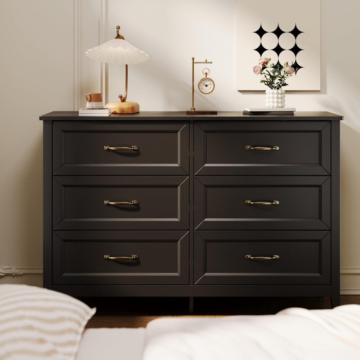Black 6 Drawer Dresser L9933