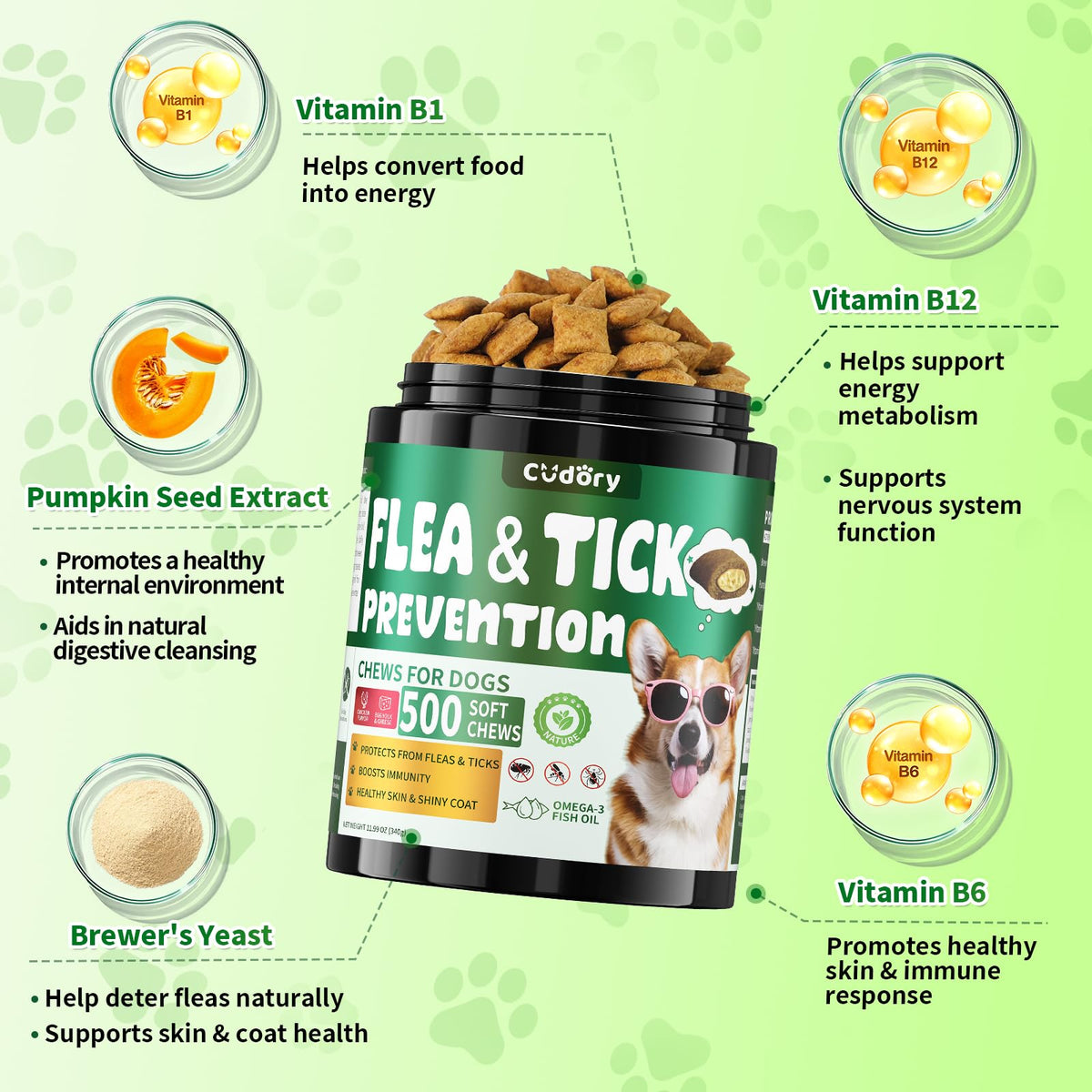 Flea and Tick Prevention for Dogs Chews T97180