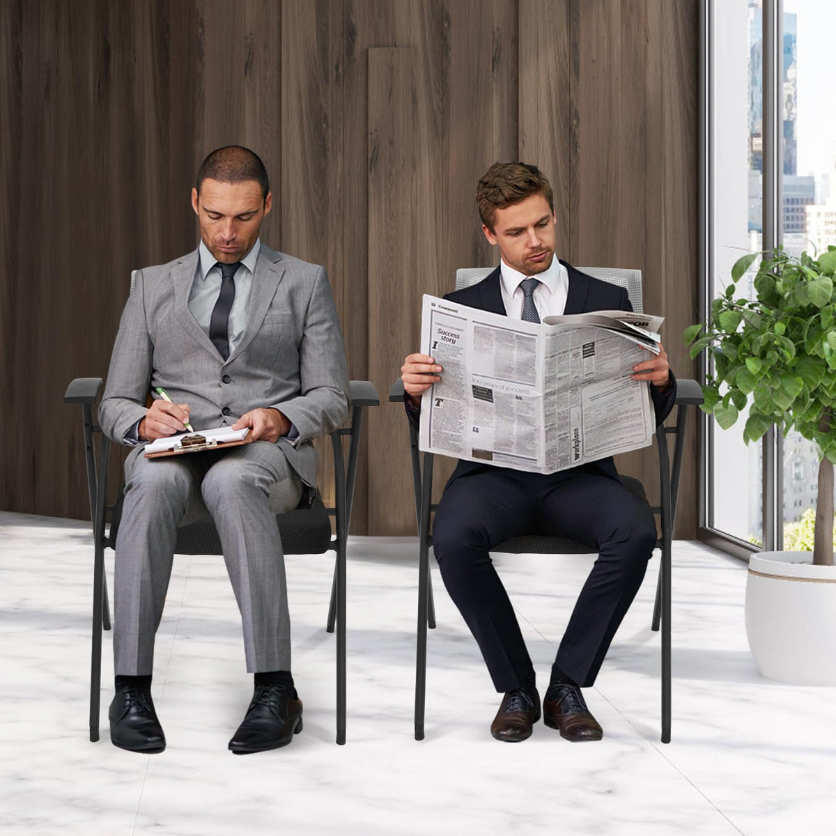 Grey Mesh Back Stacking Arm Chairs G30203