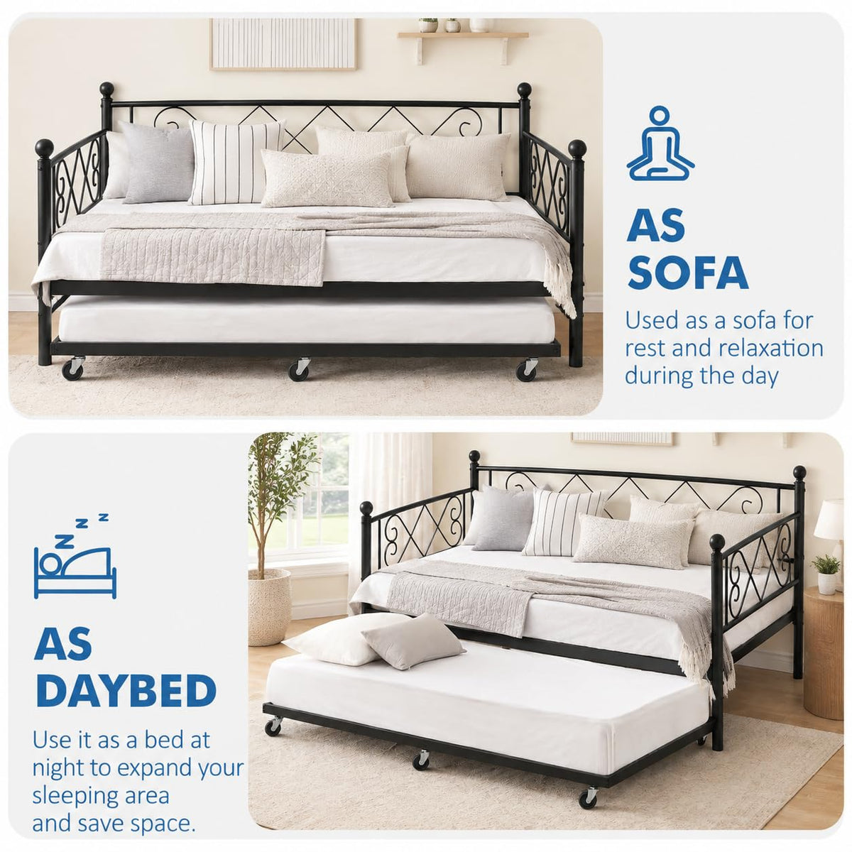 Twin Daybed with Trundle and Heart-Shaped Headboard B90569