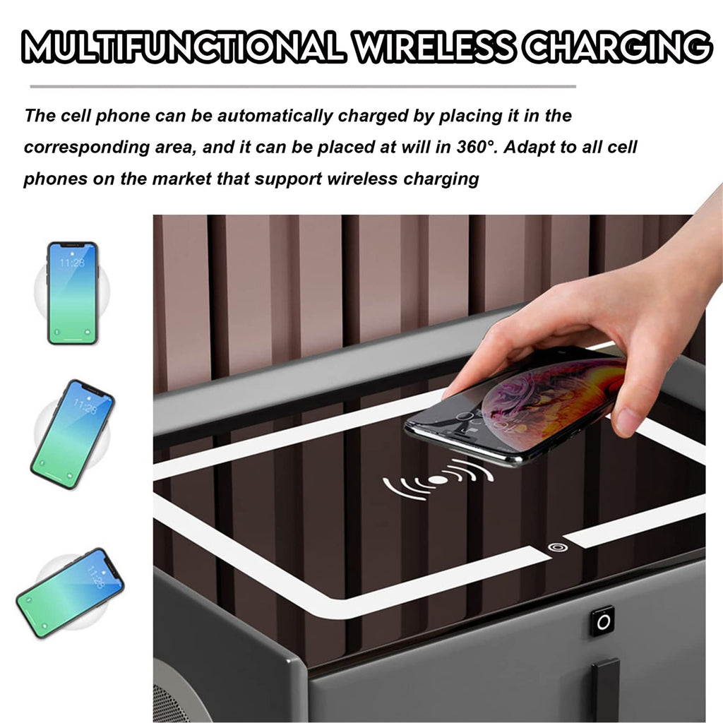 Orange 3 Drawer Nightstand with Wireless Charging Station and USB Charging Q696