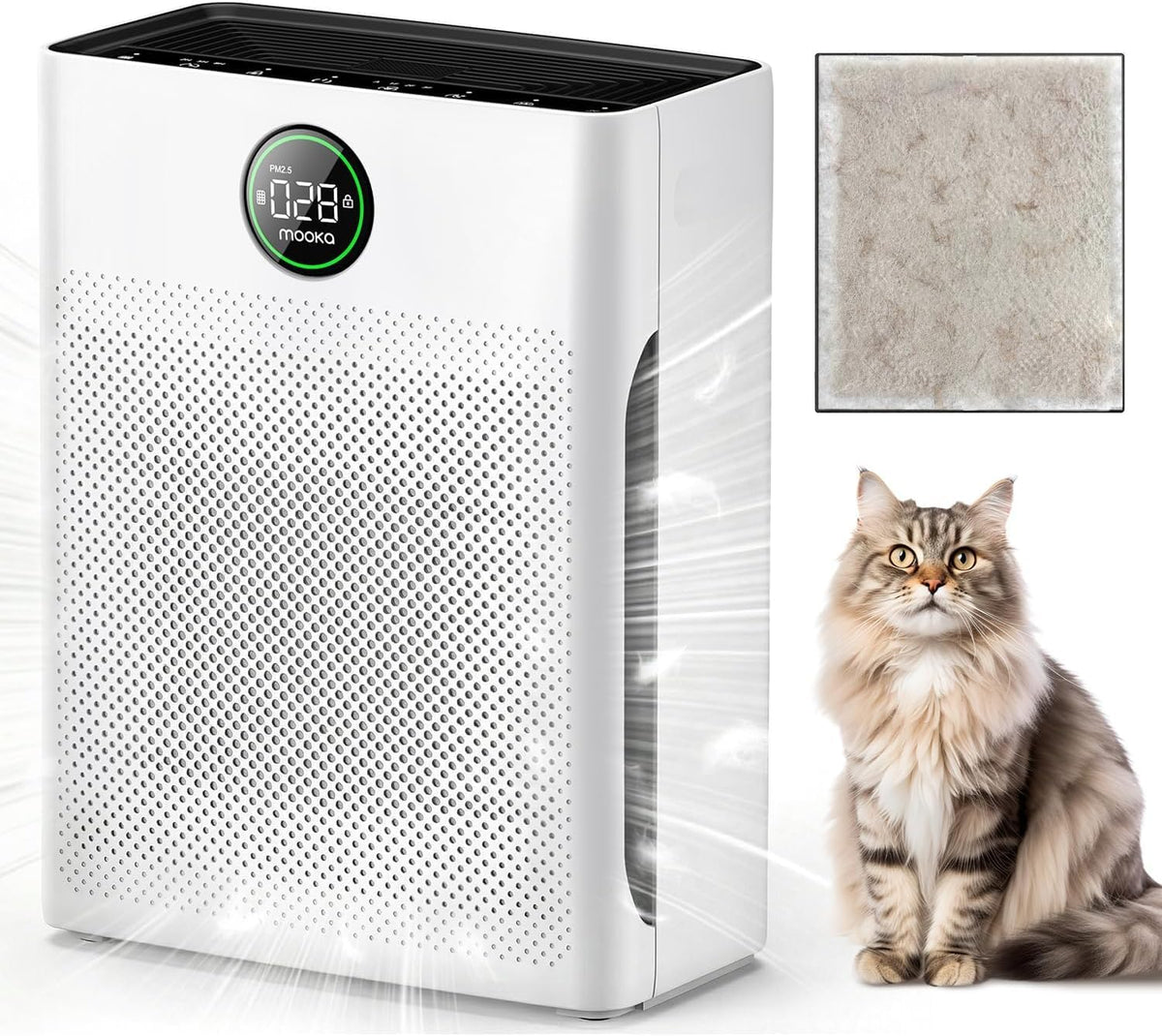 Air Purifier with Washable Filter, PM 2.5 Display, White A774677