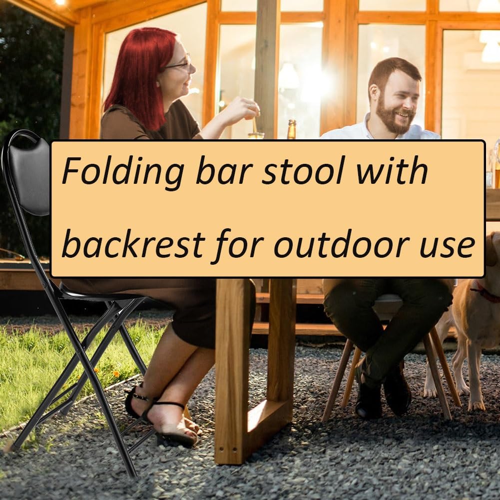 18 Inch Black Folding Bar Stool with Back K272709