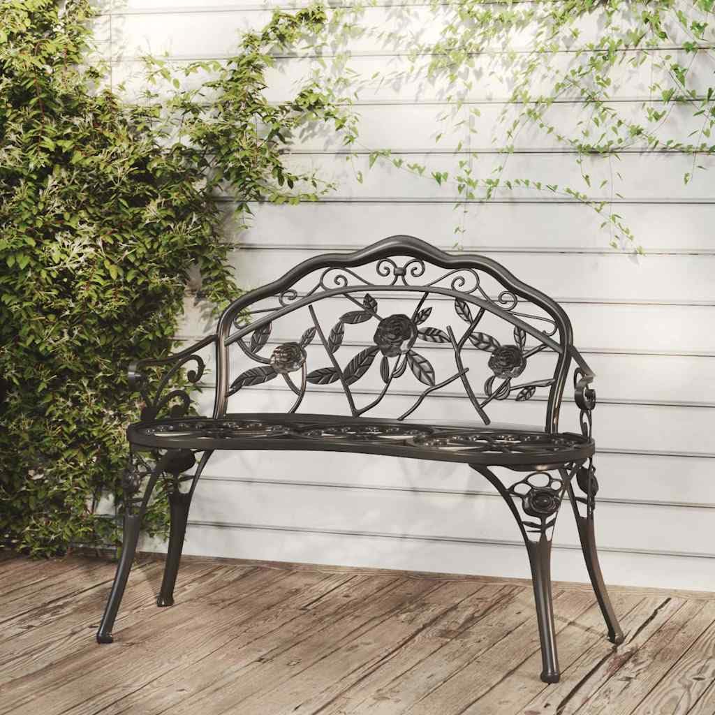 Cast Aluminum Black Patio Bench U8629