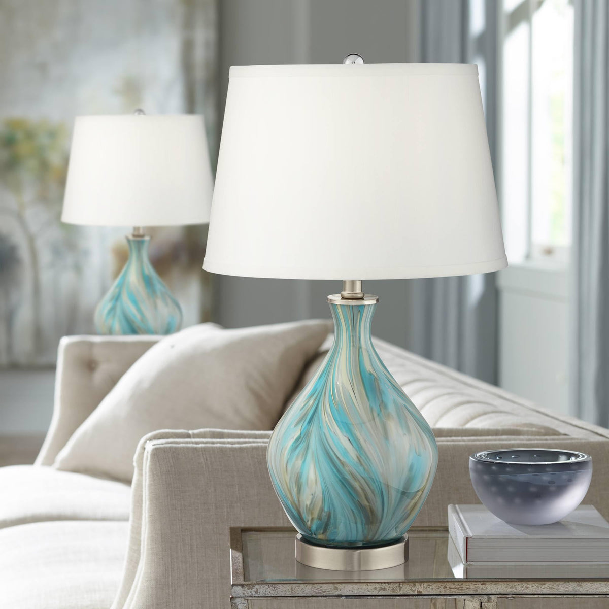 22" Art Glass Table Lamps Set of 2 T37636