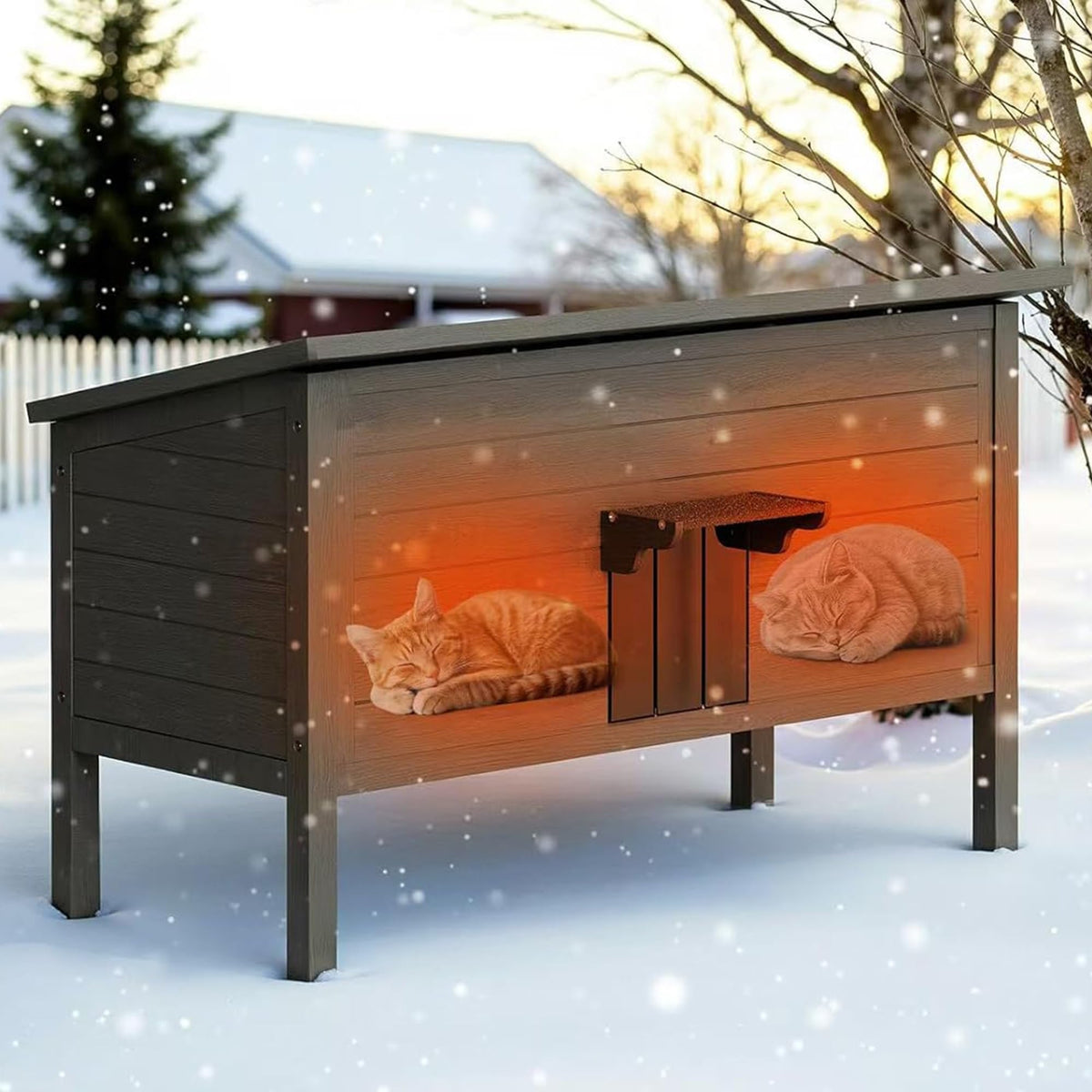 Insulated Weatherproof Wooden Outdoor Cat House T4323