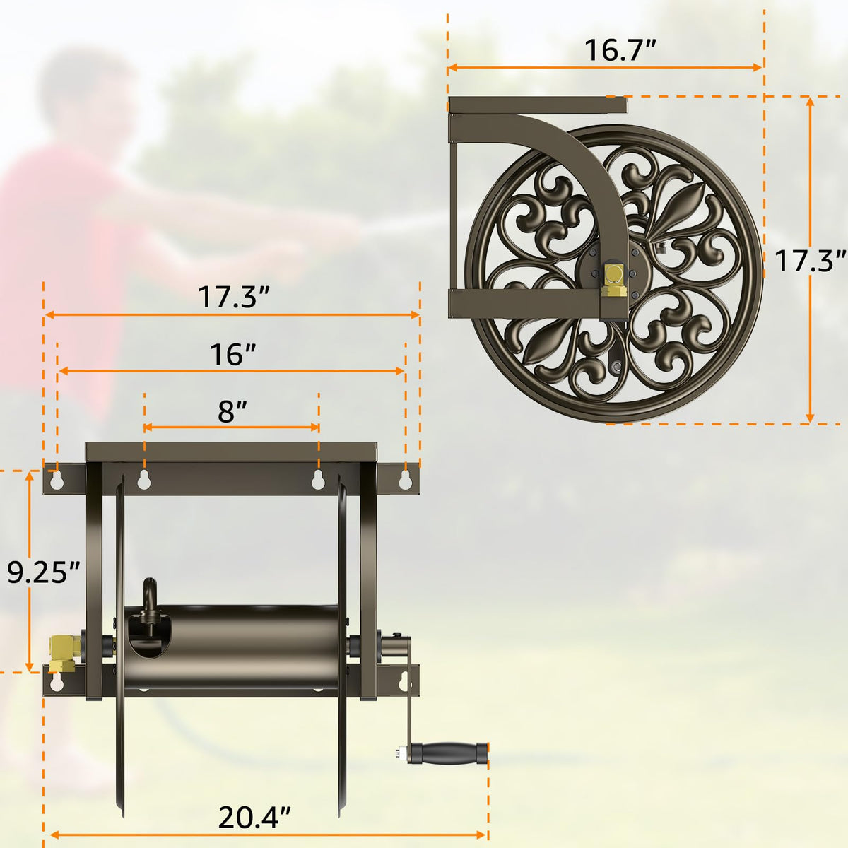 Wall Mount Garden Hose Reel, Holds 200-Feet of 5/8-Inch Hose N6446