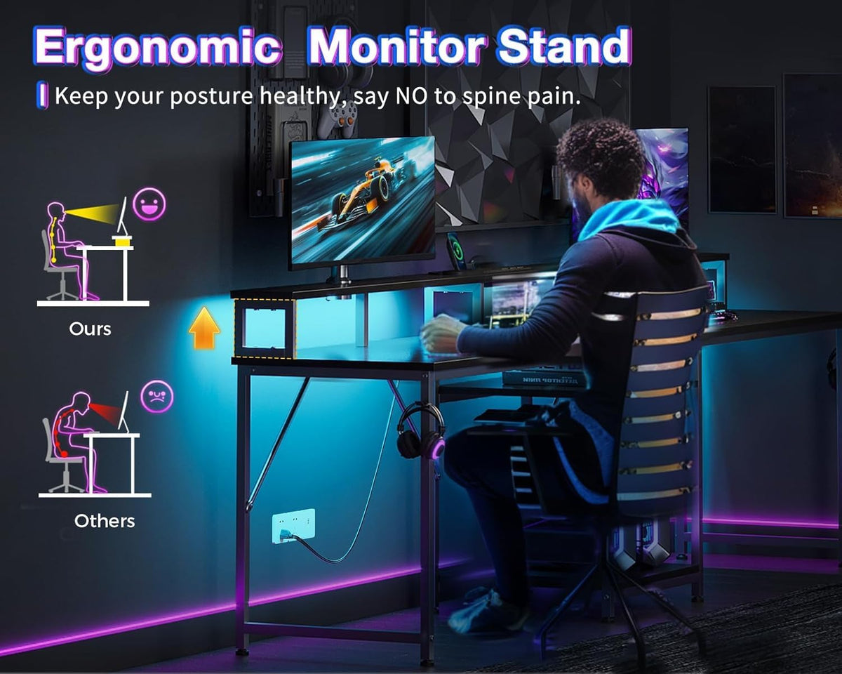 98'' 2 Person Gaming Desk with LED Lights U521