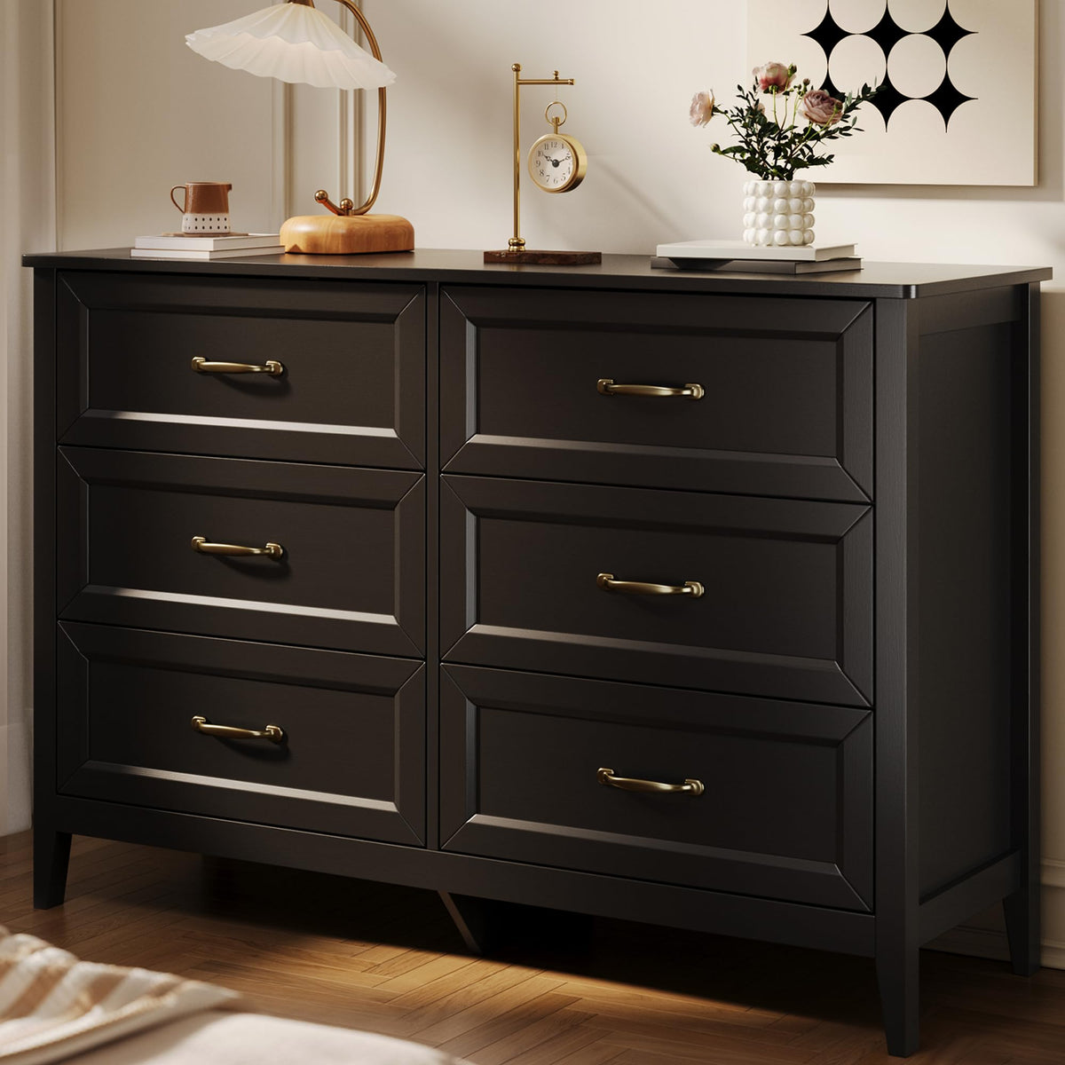Black 6 Drawer Dresser L9933