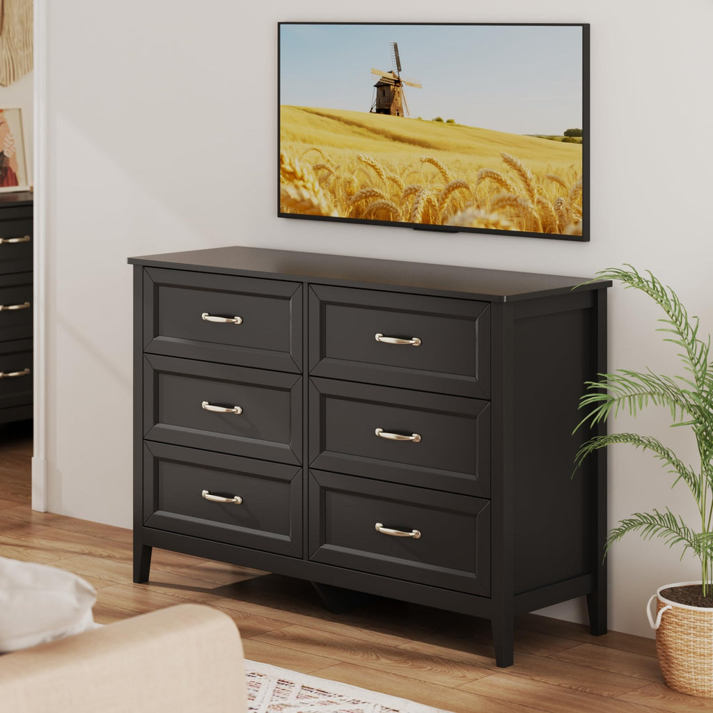 Black 6 Drawer Dresser L9933