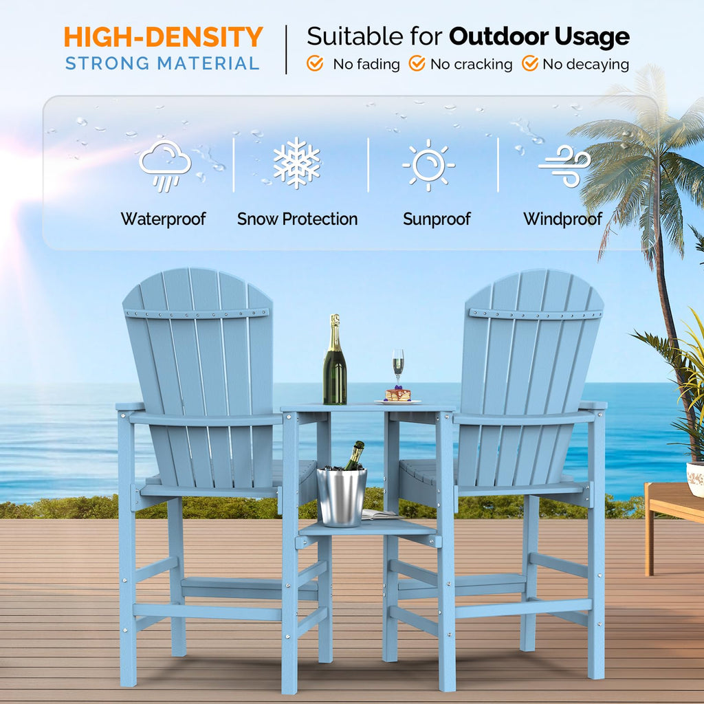 Blue Set of 2 Tall Adirondack Chairs with Dual Trays E422659