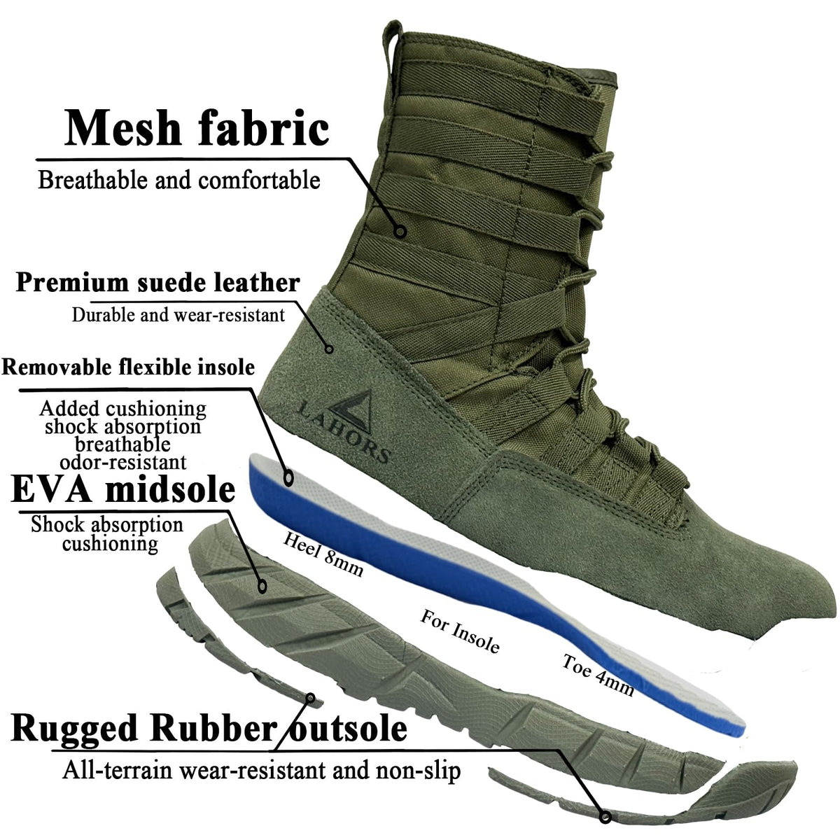 Lightweight Side Zip Tactical Boots C408557