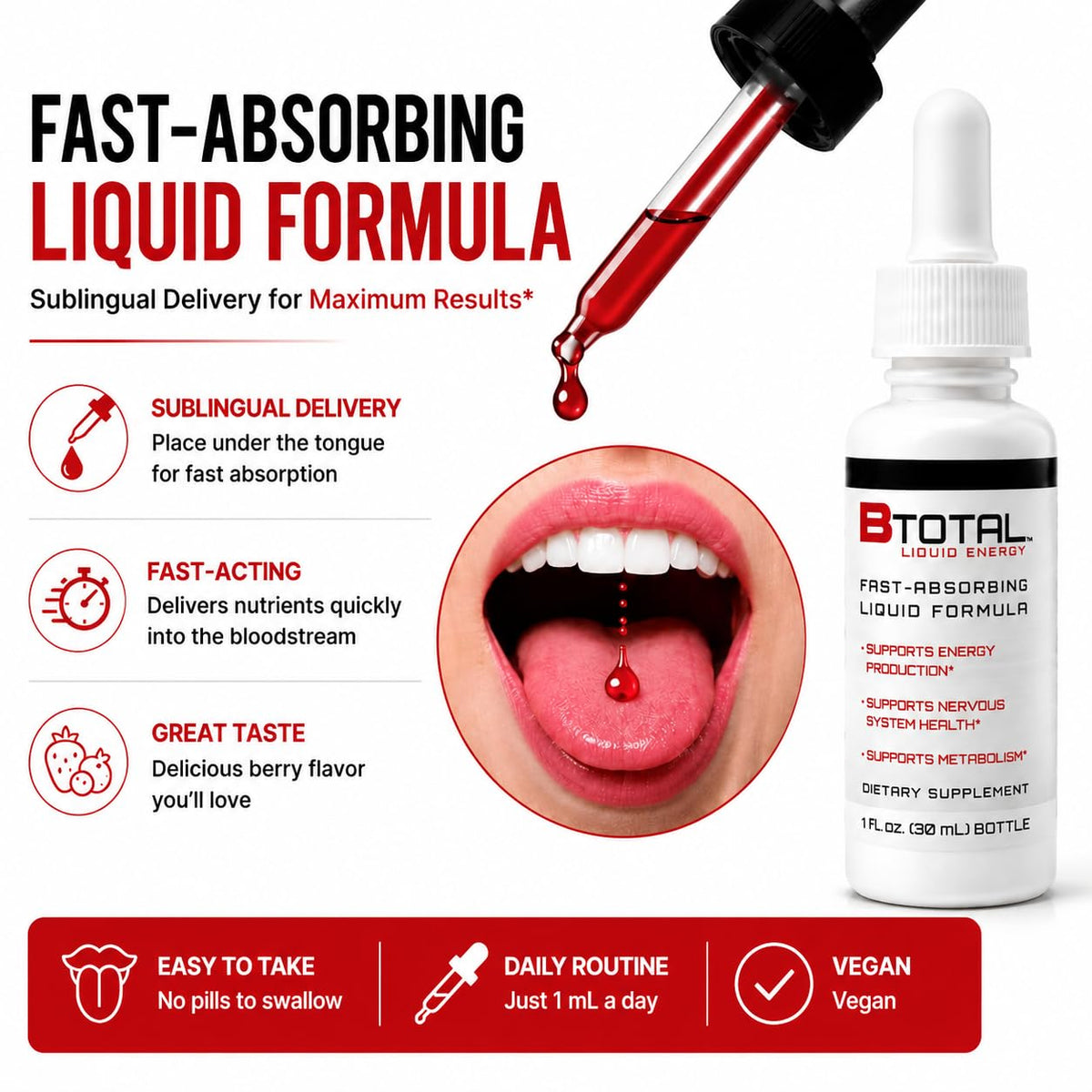 Berry 2 fl oz Sublingual Vitamin B Complex Liquid Drops S949