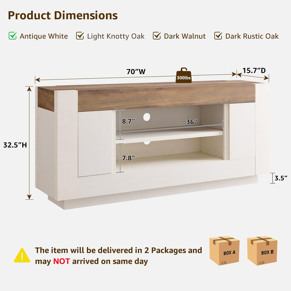 70" Antique White TV Stand Q8502