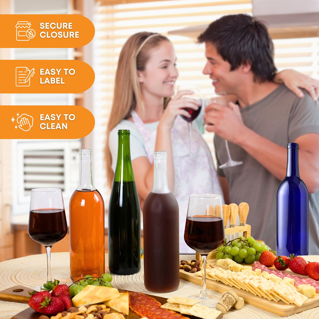 750ml Clear Glass Bottles with Lids, 48-Pack P15912
