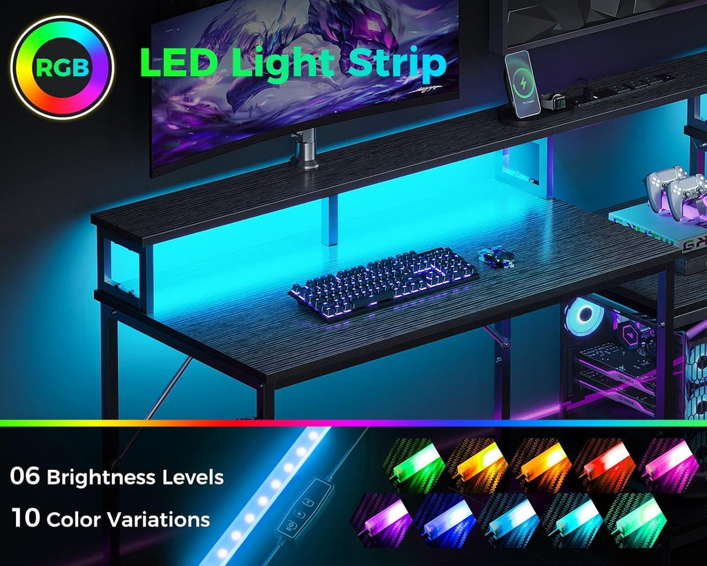 98'' 2 Person Gaming Desk with LED Lights U521