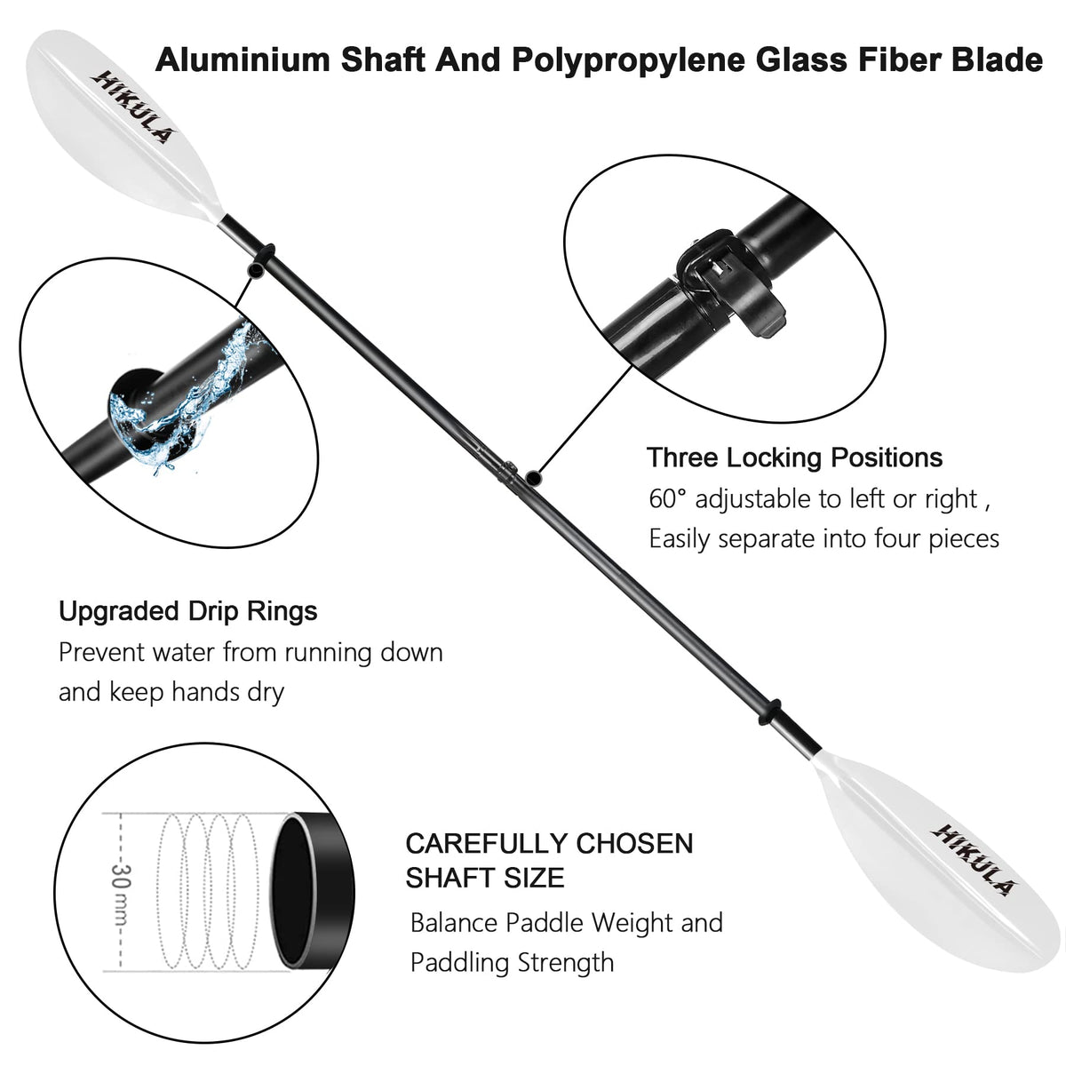 4 Piece Aluminum PP Floating Kayak Paddle N66655