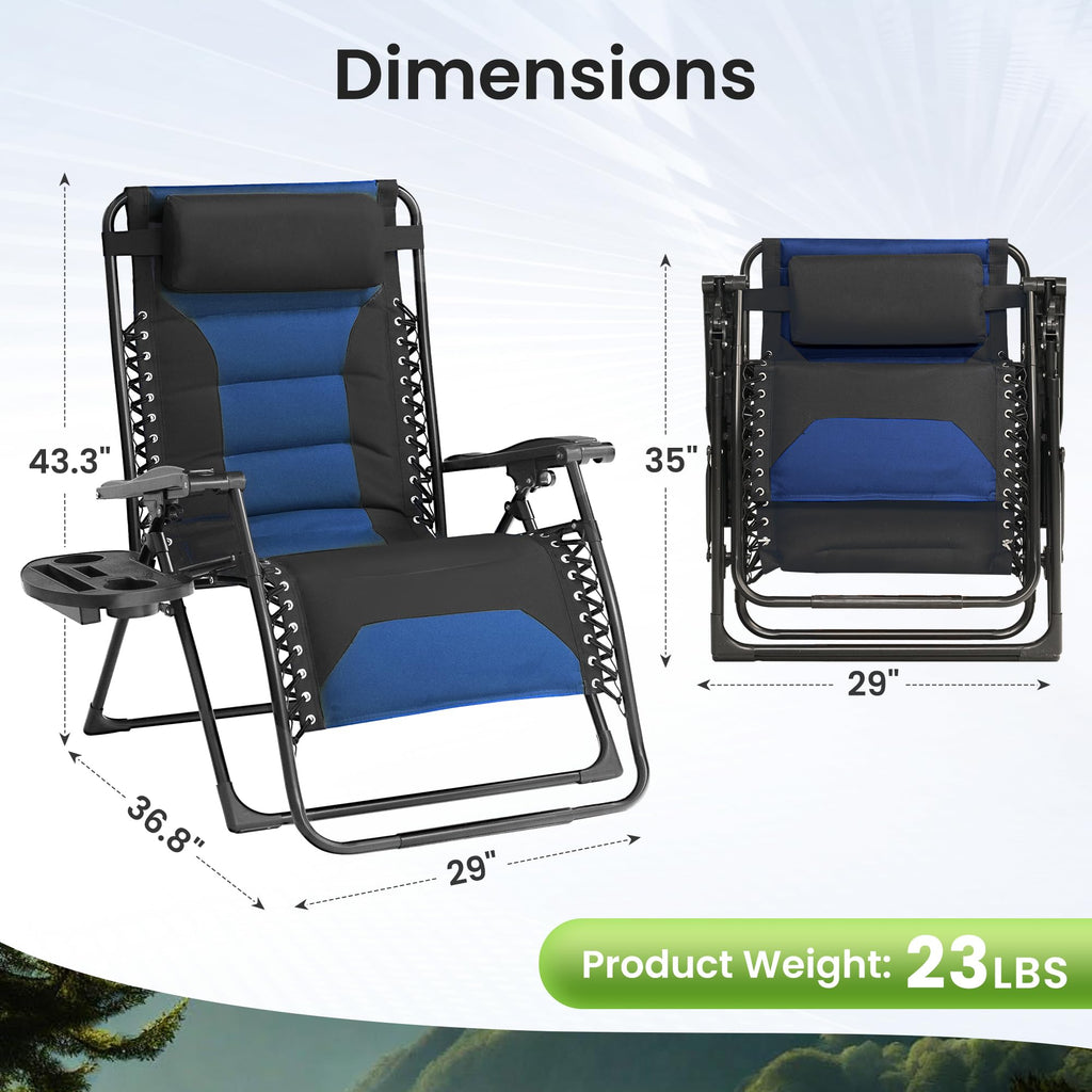 Oversized Zero Gravity Chair 2 Pack Black Blue B414759
