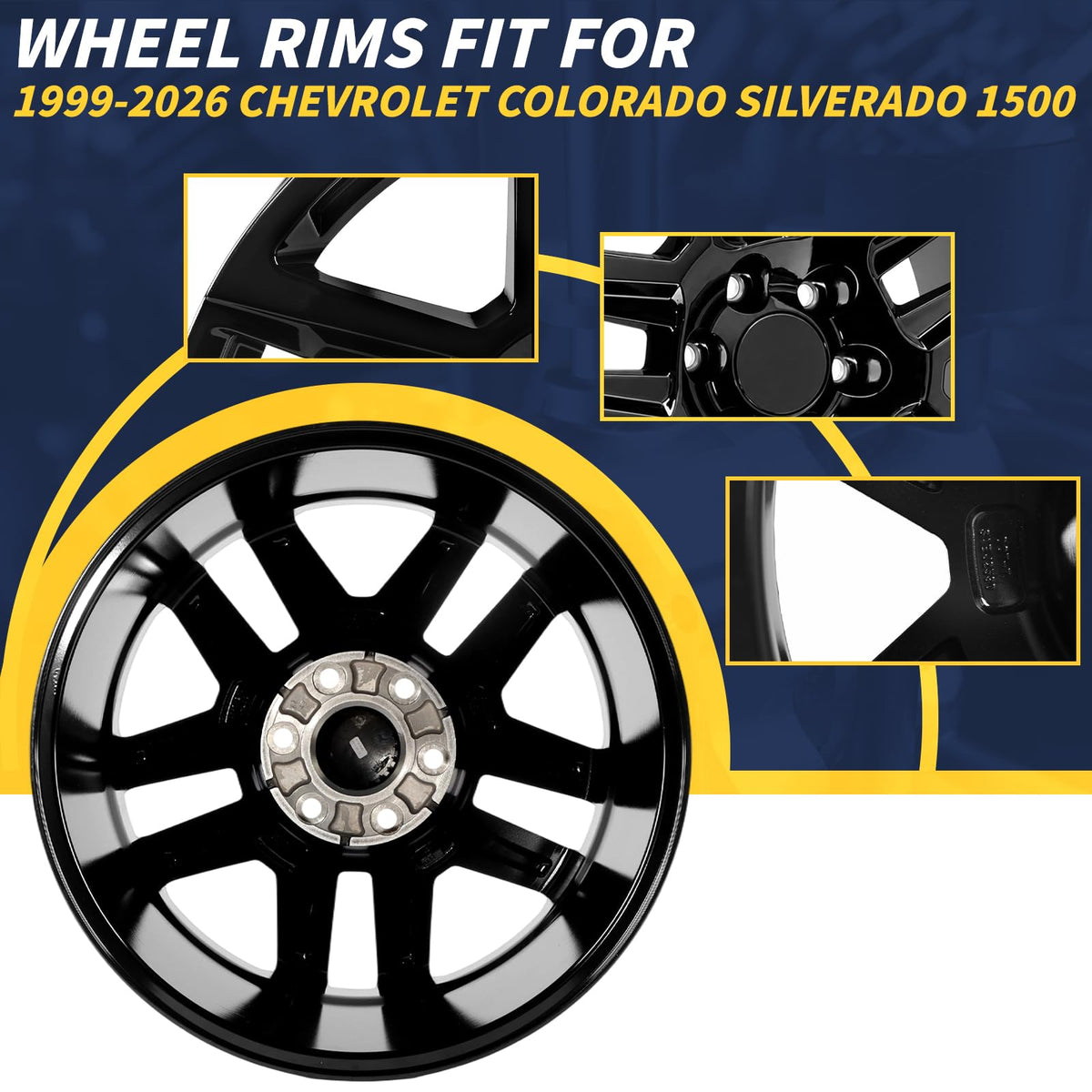 20" 20x9 Inch Gloss Black Aluminum Alloy Wheel Rim D1069