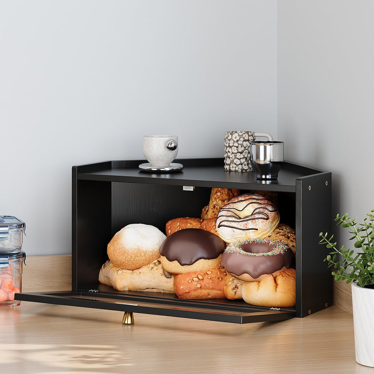 Bamboo Bread Box with Acrylic Door H265