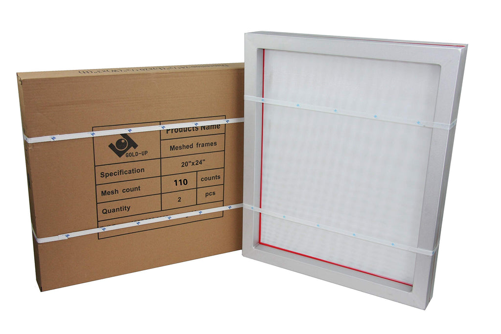 20 x 24 Inch Pre-Stretched Aluminum Silk Screen Printing Frames with 110 White Mesh 2 Pack P286835