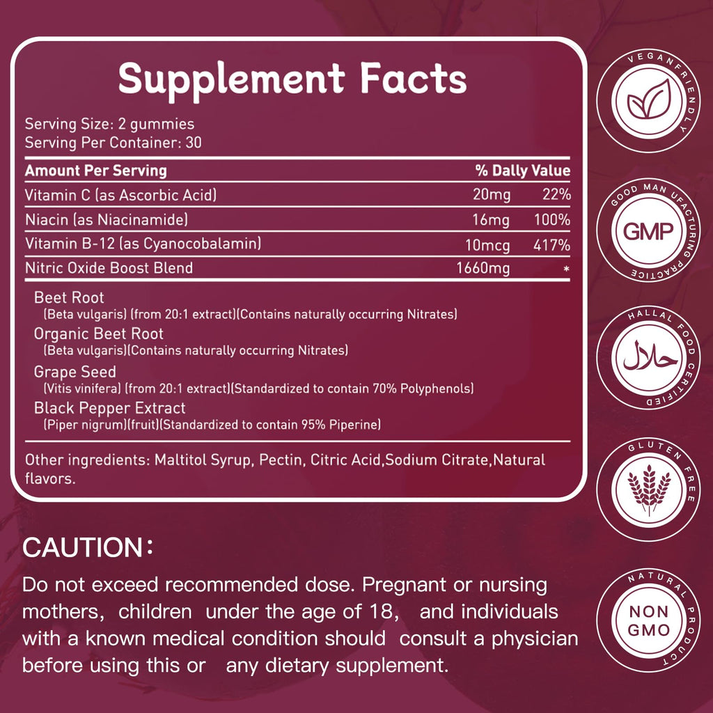 Beet Root Gummies Mixed Berry 60 Chews Z670