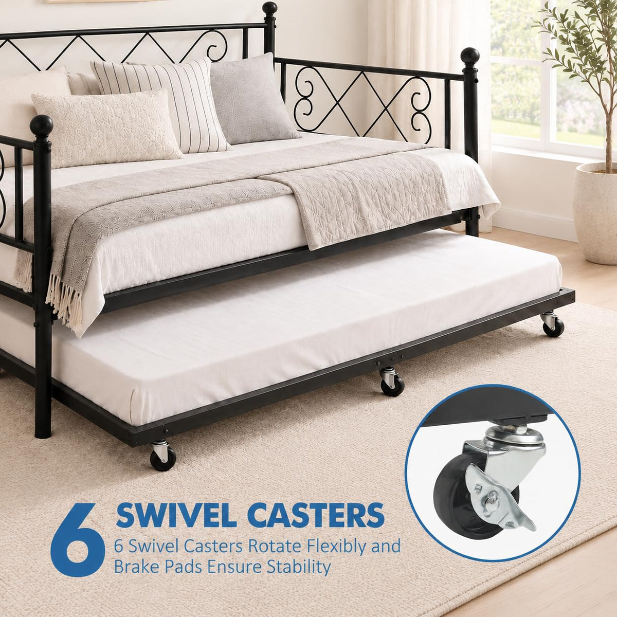 Twin Daybed with Trundle and Heart-Shaped Headboard B90569