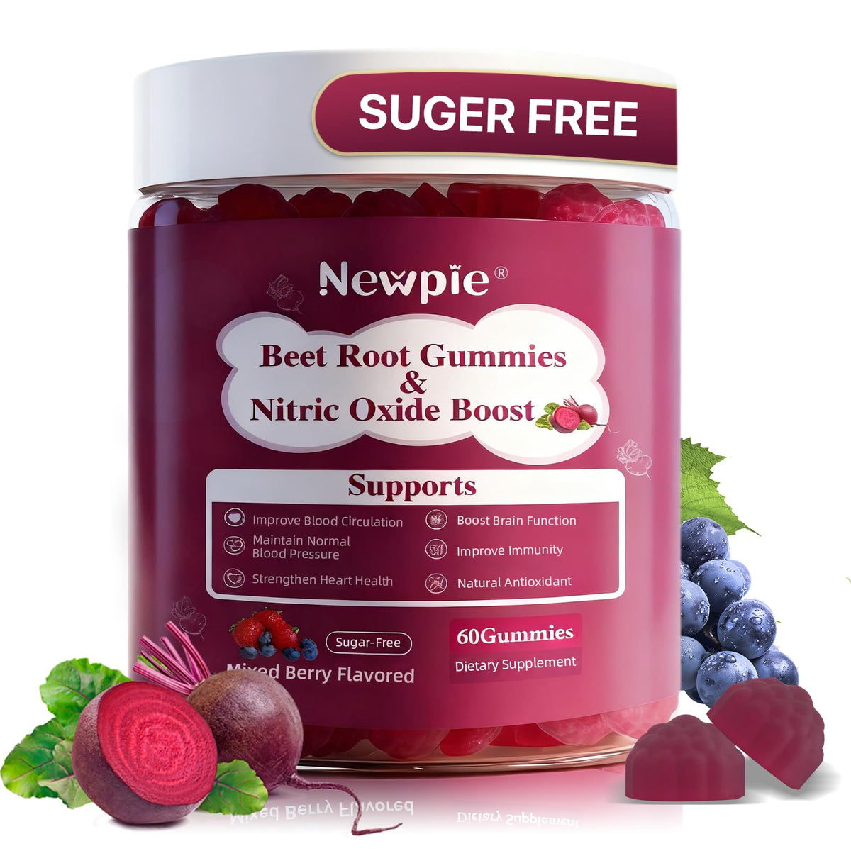 Beet Root Gummies Mixed Berry 60 Chews Z670