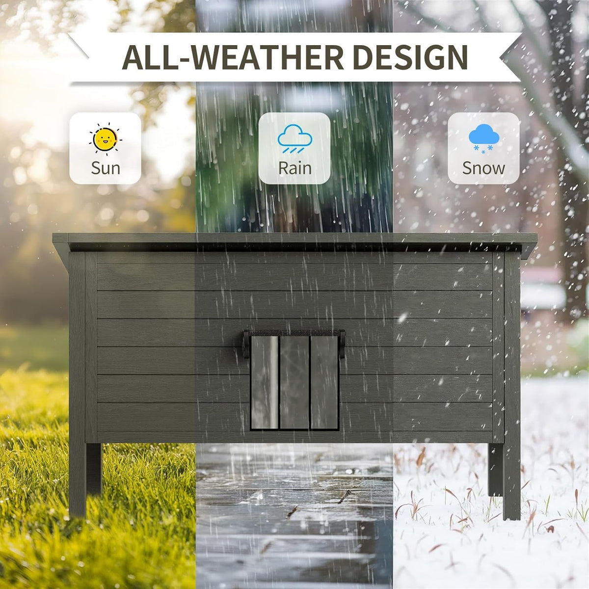 Insulated Weatherproof Wooden Outdoor Cat House T4323