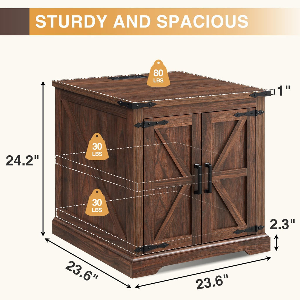 24" End Table Set of 2 with Charging Station E7836