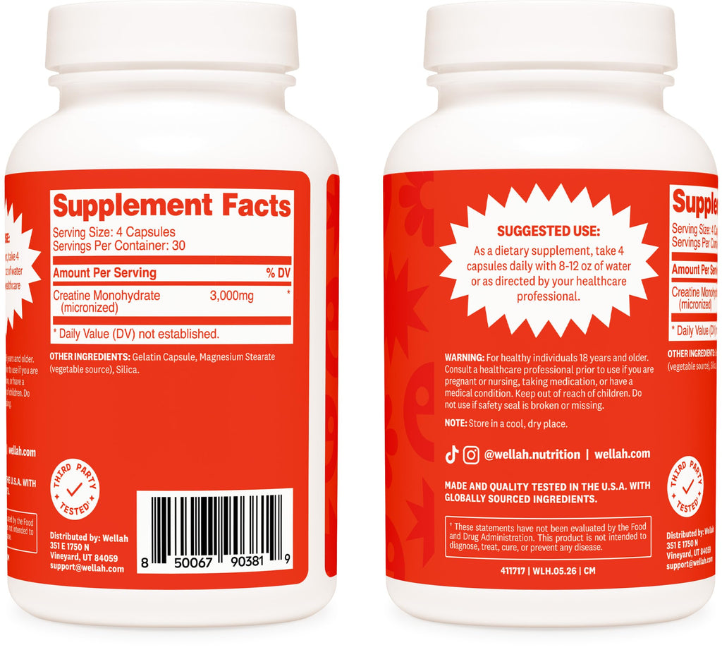 Creatine Monohydrate Capsules 3000 mg 120 Capsules P968137