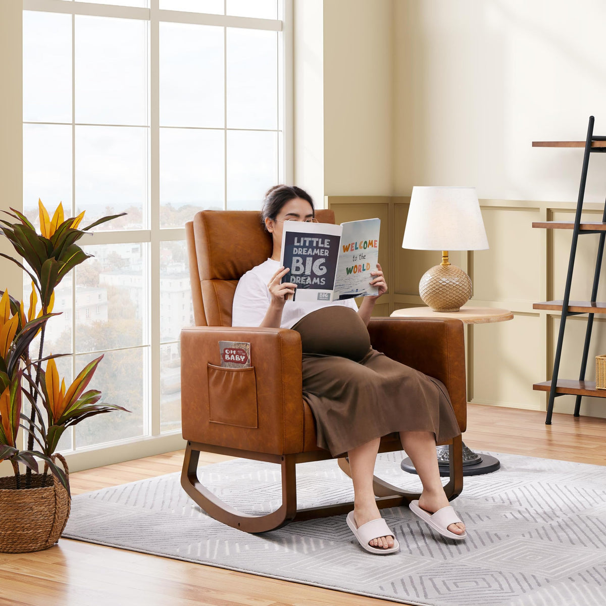 Brown Leather Glider Chair V167801